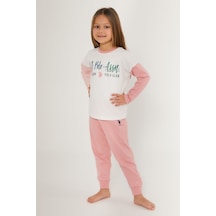 U.s. Polo Assn Girl Beyaz Pembe Kız Çocuk Uzun Kol Pijama Takım Krem