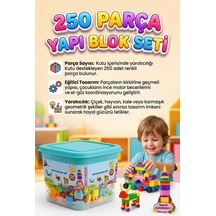 250 Parçalı Saklama Kutulu Renkli Bloklu Eğlenceli Sayısız Kombinasyonlu Eğitici Yapı Oyuncak Seti