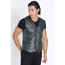 Spor Yeşil Deri Yelek-Yeşil Spor Yeşil Deri Yelek-Yeşil