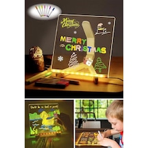 Led Işıklı Kendiliğinden Renkli Fosforlu Kalemli Kare Yazı Panosu 20x20 Cm Cok Renkli