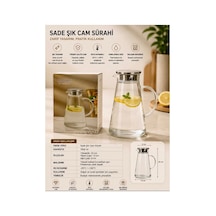 1800 Ml,büyük Boy Borosilikat Cam Sürahi,metal Süzgeç Kapaklı,su,limonata,detoks,çay, Sürahisi