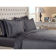 Madame Coco Wissale King Size Pamuklu Jakarlı Saten Nevresim Takımı - Antrasit 8682116437301 Gri