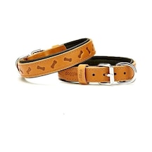 Doggie Comfort Deri Kemik Desenli Köpek Boyun Tasması Medium Camel 2.5x37-45 Cm Çok Renkli