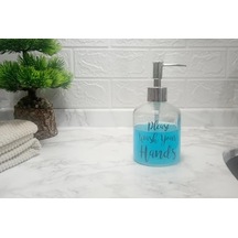 Cam Sıvı Sabunluk,yazılı Model 300ml Seti 7,6x15,5cm