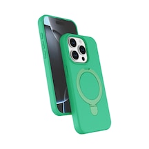 Apple iPhone Uyumlu iPhone 15 Pro Max Regal Magsafe Standlı Kapak - Yeşil Renkli