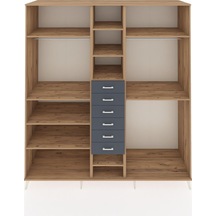 Kronos Dolap 10 Raflı 6 Çekmeceli 3 Askılı 220x59x243 Çam-çam/antrasit Atlas Çam/antrasıt