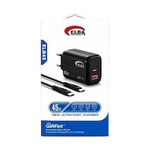 Elba Elb45 45w Siyah Type- C To Type-c Gan Şarj Aleti