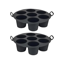 Airfryer Silikon Kek Pişirme Kalıbı 7 Bölmeli, Silikon Cupcake Kek Pişirme Kabı Air Fryer Muffi 2 Adet Siyah - 20 Cm