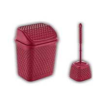 Katre Çöp Kovası Ve Klozet Fırçası Kırmızı Siyah