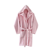 Menderes Home Cotton Collection Bukle Medium Kapşonlu Bornoz Düz Pembe