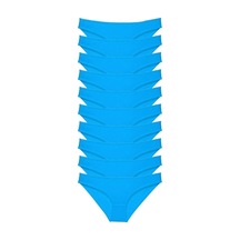 10 Adet Süper Eko Set Likralı Kadın Slip Külot Mavi Beden: S Standart