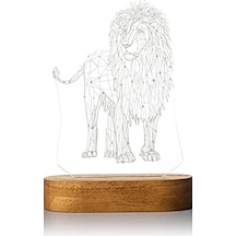 Geometrik Aslan Tasarımlı 3d Led Gece Lambası .