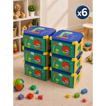 Style Box Dude Dekoratif Oyuncak Kutu Seti - 6x 20 Litre Gri Çok Renkli