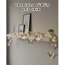 Yaldızlı Gümüş Yaprak Led Işık Pilli Dekoratif Ortam Ve Yılbaşı Aydınlatması Diğer
