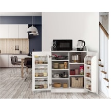 Beyaz Çok Amaçlı 165 Derece Açılır 2 Kapaklı Kısa Kiler Dolap