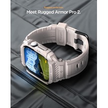 Apple Watch 46mm Seri 11/10 İle Uyumlu Kılıf & Kordon Kayış Rugged Armor Pro 2 Dune Beige - Acs10506 Çok Renkli