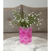 Vazoda Çiçek Dekoratif Beyaz Yapay Çiçek Vazo Dahil Pembe 7 x 7 x 17 CM