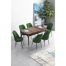 Canisa Han Serisi 70x114 Açılabilir Mdf Mutfak Masası Takımı Barok Desen Masa 6 Haki Yeşil Sandalye Masa Barok Sandalyeler Haki Yeşili