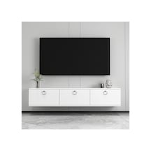 Sıla 150 Cm Duvara Monte Tv Ünitesi Tv Sehpası Beyaz-gümüş Beyaz-gümüş