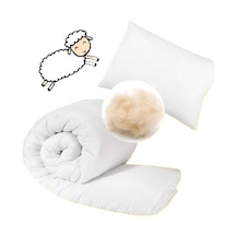 Elyaf Sepeti Yün Dolgulu 100x150 Cm Yün Bebek Yorganı + 25x35 Cm Yün Bebek Yastığı