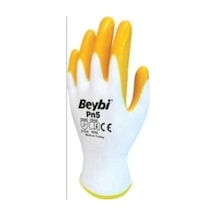 Beybi Eldiven Pn5 Nitril Sarı Beyaz Iş Eldiveni No:9 Nitril Malzeme, Sarı Ve Beyaz Renk, No:9 Beden, İş Eldiveni, Pn5 Model