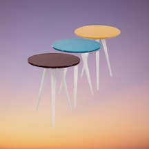 Zigon 3 Ayak Parlak 3 Renk Model Sehpa Kayın Torna Retro Ayak Mdf