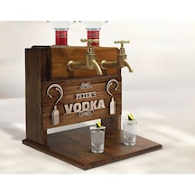 Bk Gift Kişiye Özel Kabartma İsimli Çift Musluklu Doğal Ahşap Vodka Standı, İçki Standı, Doğum Günü Hediyesi, Ev Hediyesi, Erkek Hediye-4