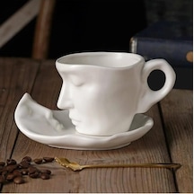 İskandinav Yüz Şekilli Fincan Takımı - Kupa Kahve Fincan Takımı Hediyelik - 1 Set 260 Ml Çok Renkli