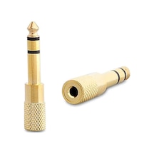 6.3 Mm Stereo Erkek/3.5 Mm Stereo Dişi Metal Gold Jack Fiş Çevirici Yükseltici