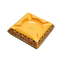 Parmida Sarı Yaprak Desenli Dörtlü Porselen Puro Küllüğü - Tr9717