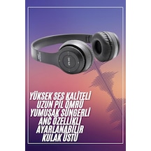 Siyah Wireless 5 0 Kulak Üstü Uzun Pil Ömrü Bluetooth Kulaklık