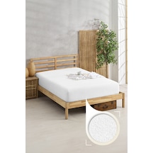 The Berb Pamuklu Havlu Çarşaf 4 Kenarı Lastikli Tek/çift Kişilik Lastikli Havlu Çarşaf Kar Beyaz