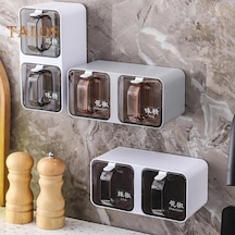 Gri Duvara Monte Baharat Kavanozları 300/600/900/1200 Ml Kaşıkla Düzenleme Kutusu Yerden Tasarruf Sağlayan Mutfak Depolama Ev Tedarik 900ml 3 Gri