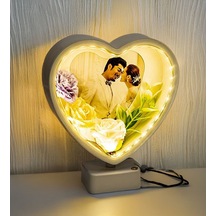 Bk Gift Kişiye Özel Fotoğraflı Güllü Ledli Kalp Abajur Çerçeve, Sevgiliye Hediye, Arkadaş Hediye Kobitmeyencom34137 Bk Gift