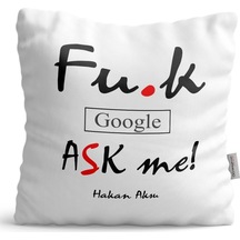 Kişiye Özel Google Bana Sor Beyaz Saten Yastık - 1