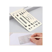 Silgi Şablonu Metal 5.5x8.5 Cm 1 Adet Paslanmaz Çelik Silgi Şablonu Çizim Şablonu Cetveli Mimari Mühendislik Genel