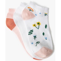 Koton 3'lü Patik Çorap Seti Çiçek Desenli Çok Renkli Multıcolor 4sak80111aa