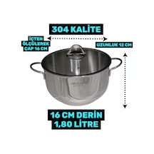 16 Cm Cam Kapaklı Derin Çelik Tencere