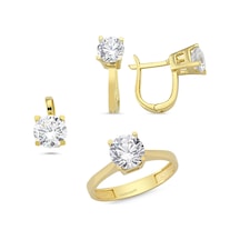 Sembol Gold Sarı Altın Tektaş Set Takım T7886 Renkli