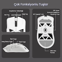 Aula Sc620 Paw3311 Sensör 12000 Dpı 1000hz Kablolu Ve Kablosuz Gaming Oyuncu Mouse Beyaz