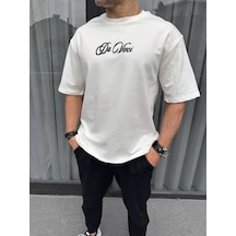 Suma Beyaz Unisex Oversize Baskılı T-shirt Xl Beden