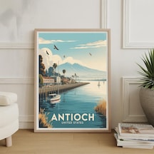 Vintage Tarzı Antakya Amerika Birleşik Devletleri Seyahat Posteri Manzaralı Retro Şehir Manzarası Duvar Sanatı