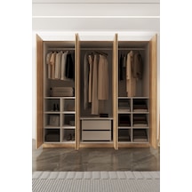 Aeka Ae-2190 Hisar 6 Kapaklı Çok Bölmeli Askılı Ve Raflı Geniş Hacimli Gardırop 210x210 Cm Sonomo - Sonomo