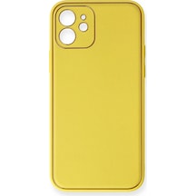 Newface - 536 - Apple iPhone Uyumlu 12 Kılıf Coco Deri Silikon Kapak - Ece-umay - - Sarı