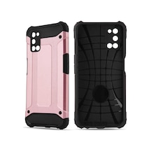 Ekılıf - Oppo A92 Uyumlu Kılıf Çift Katman Zırh Tank Crash Military Kapak - Rose Gold