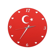 Vedemo Ahşap Duvar Saati Ay Yıldız Beyaz