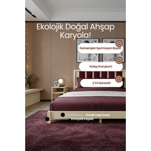 Renazzo Ori On Bordo Puf Başlıklı Masif Ahşap Karyola Vernik 140x190 Vernik - 140 X 190