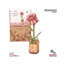 Rowood Tw041 Pembe Gül Pink Rose Dıy Minyatür Maket Model Seti Ahşap 3d Wooden Puzzle 3d Model Kit Ahşap Maket Dekoratif Hobi Seti