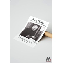 Atatürk Portre Posteri, Çerçevesiz Yüksek Kalite Duvar Afişi - Sevdiklerinize Özel Hediye
