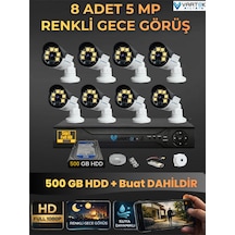 8 Kameralı Set 500 Gb Hdd Full Hd Gece Görüşlü Güvenlik Kamerası Sistemi-sabit İp Gerektirmez-